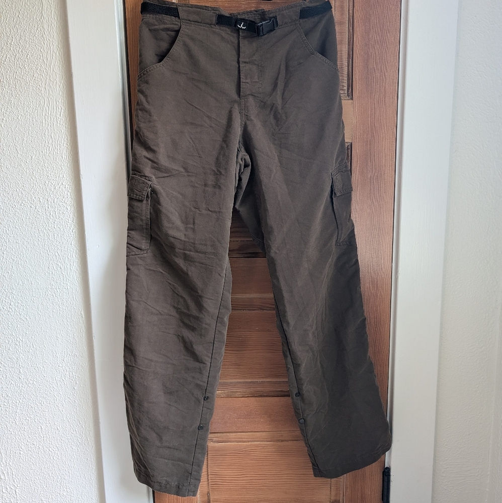 prAna brown nylon velcro cargo pants men's large